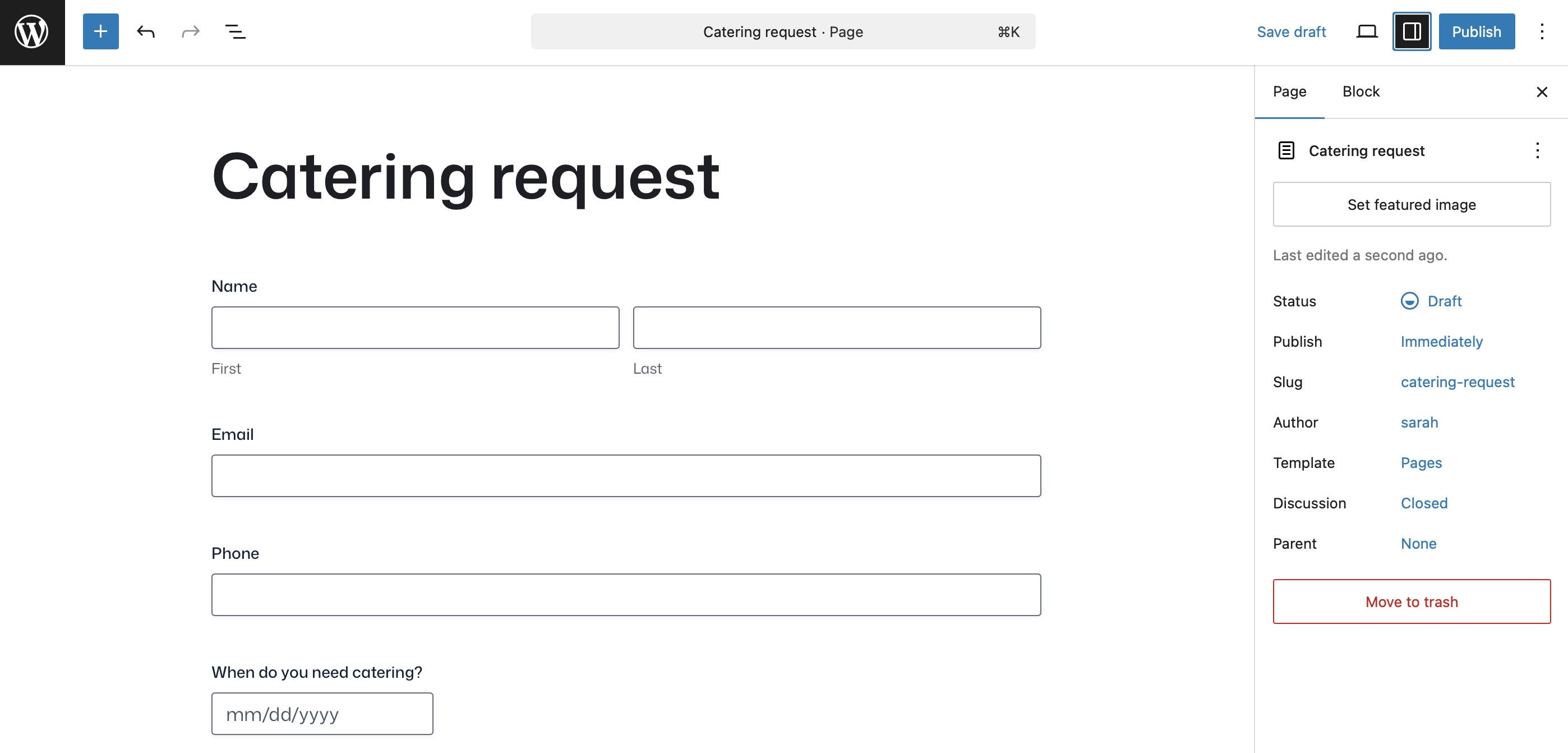 restaurant form preview